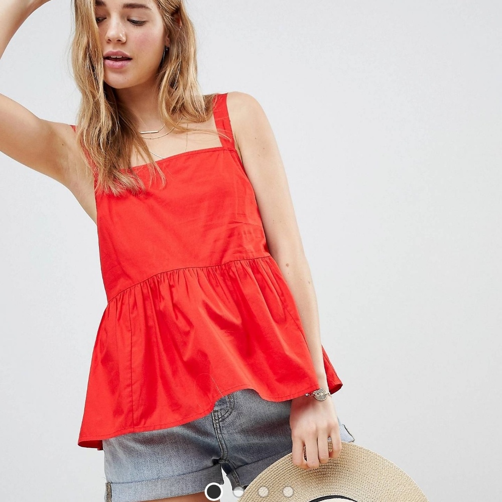 ASOS DESIGN Red Smock Cami in Cotton